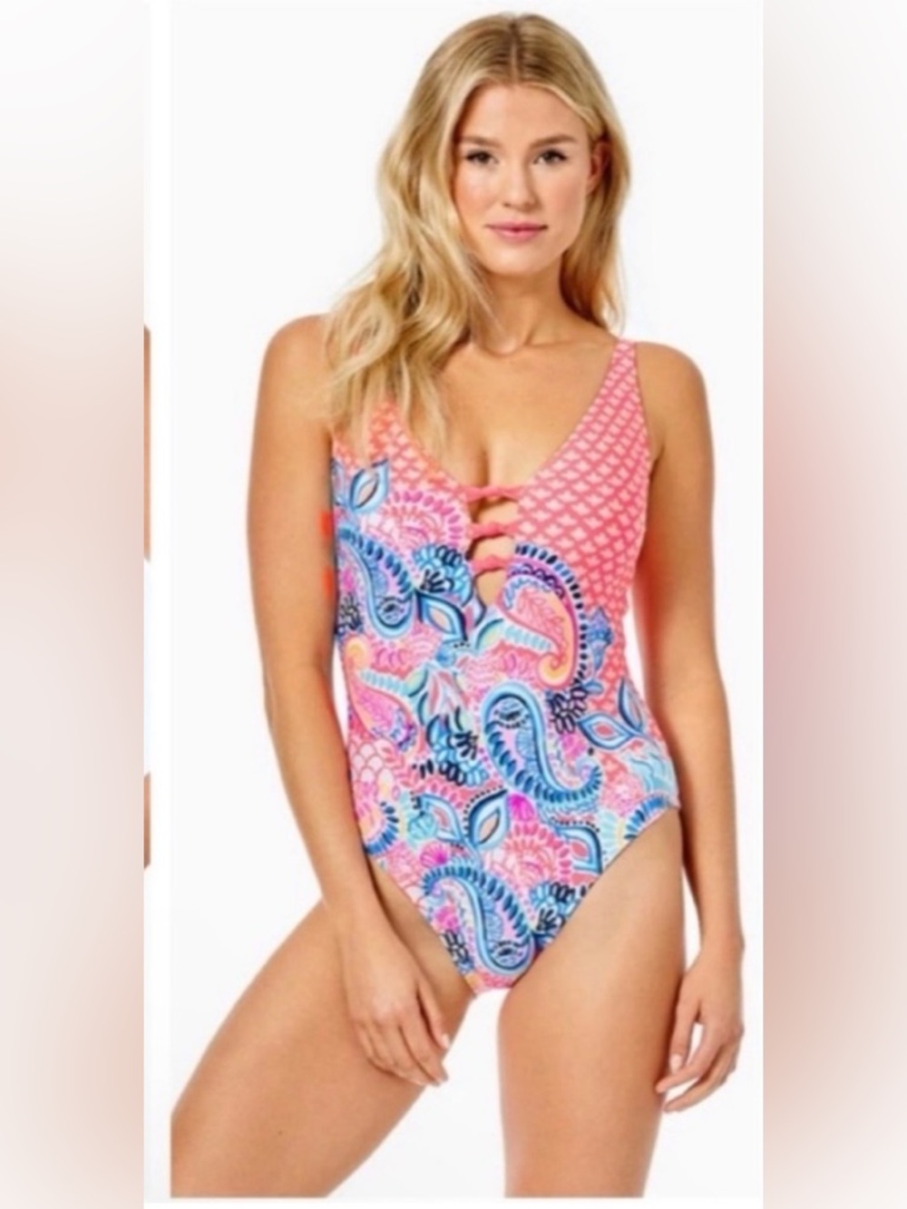 Lilly Pulitzer Jaspen Coral Spritz Beach Bungalow Swimsuit — size 6